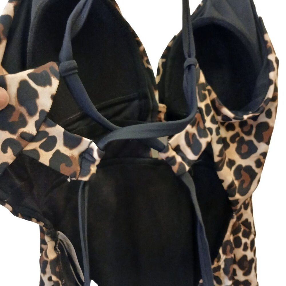 Time & Tru Leopard Print One-Piece Swimsuit Womens L/G (12-14) Beach  NWT #D-32 - Picture 8 of 9